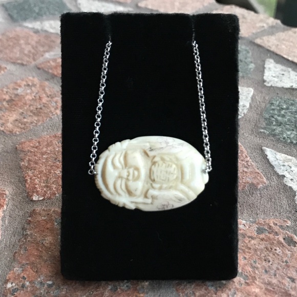 🔴 SALE ! White turquoise boho buddha necklace - Picture 5 of 8